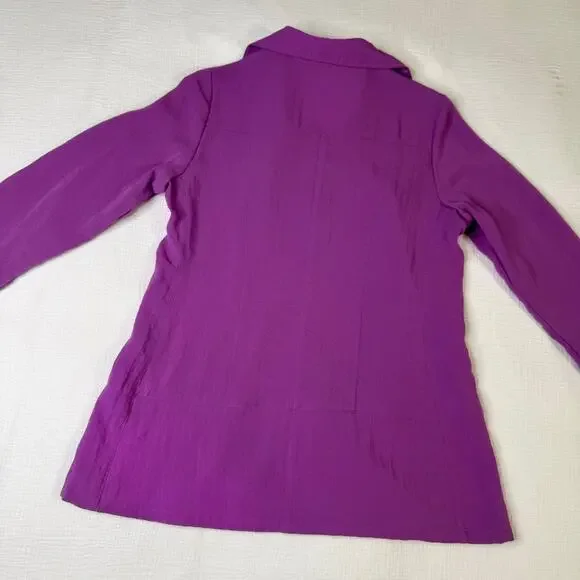 Fridaze Linen Button Blouse Purple Women’s XS Lagenlook Resort Coastal Vacation - Picture 3 of 15